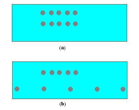 Two equal length rows each contain five dots above two unequal length rows that each contain five dots