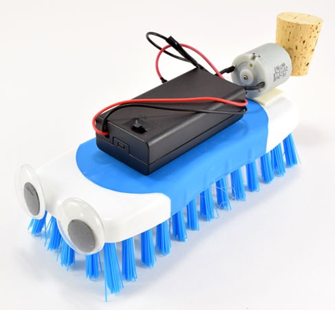 Photo of an assembled brush bot