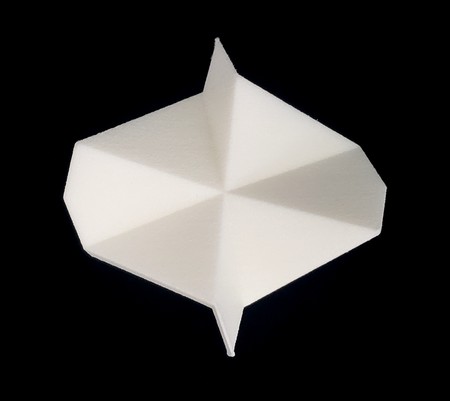 Top view of the 3D printed impossible arrow. It does not look like an arrow from this angle.