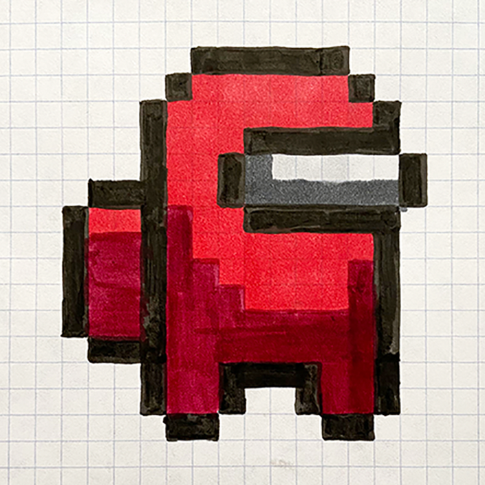Among Us character on graph paper for Computer Science Education Week