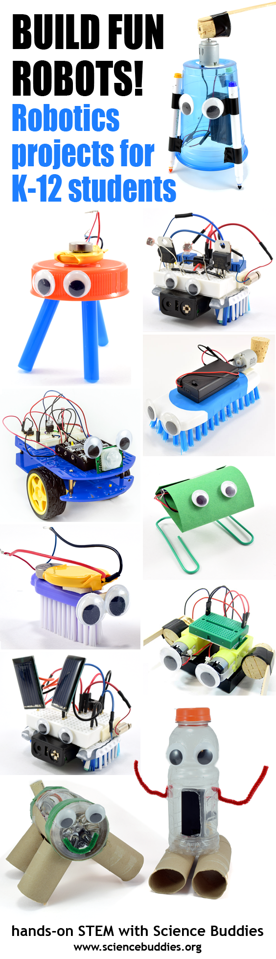 Photo collage of eleven robot building projects
