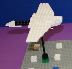 A bird in flight is modelled using LEGO pieces