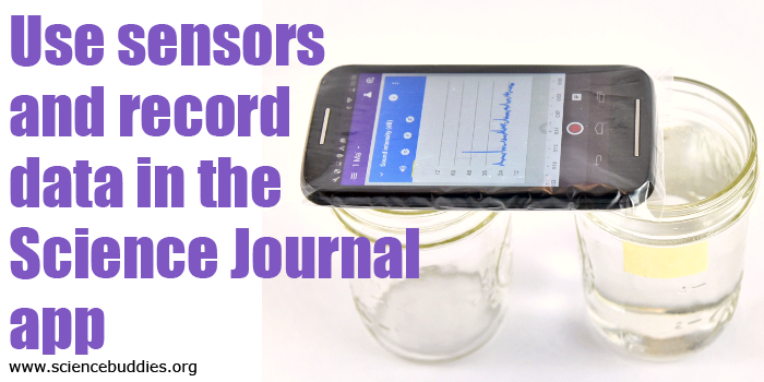 A smartphone with the Google Science Journal app opened lays across the rims of two cups