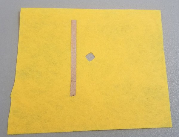 back of led patch with conductive fabric tape rail. 