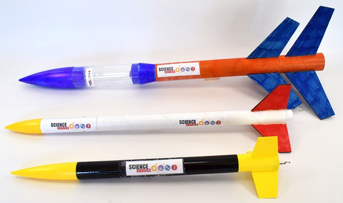 Three different size model rockets