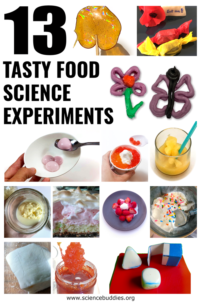 Images of 13 Tasty Food Science Experiments for home, classroom, or science fair