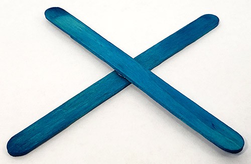 Popsicle sticks glued into '+' shape