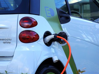 Electric car plugged in