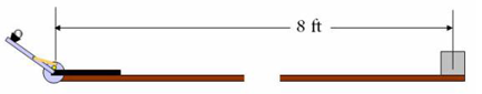 Diagram of a ping pong catapult placed 8 feet away from a target