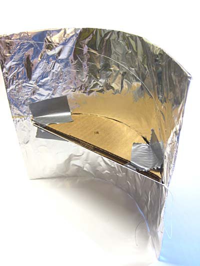Photo of a completed homemade parabolic reflector