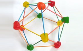 A geodesic dome built using gumdrops and toothpicks