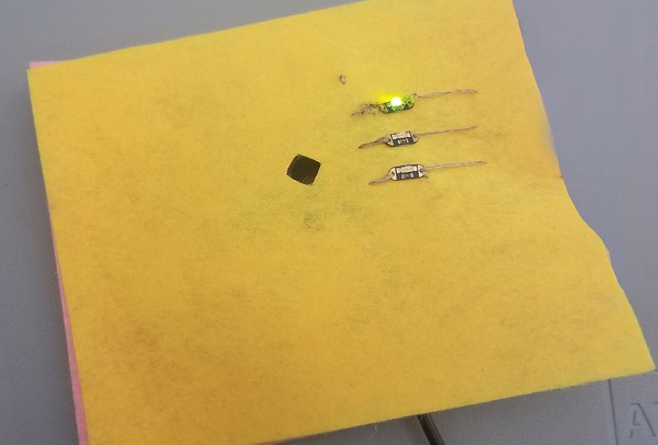 Clean air test for LED with Green Led lighting up. 