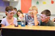 students working together on science