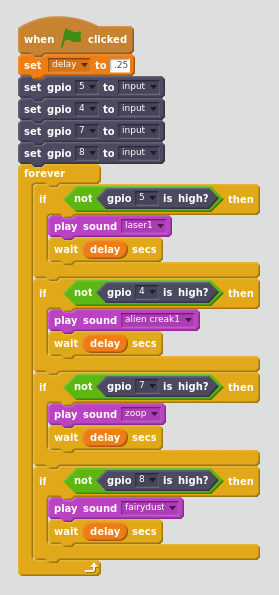 Drumset program in Scratch