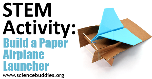 Sample paper airplane launcher made from construction paper, cardboard, and craft materials for a student engineering activity