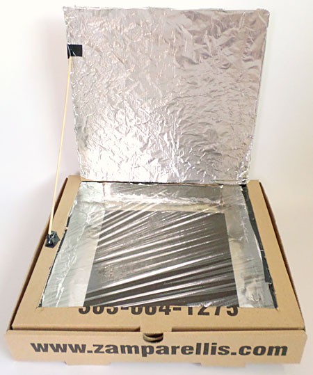Solar oven made out of a pizza box