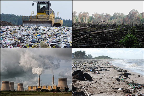 Four photos of human impact on the environment