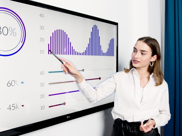 Woman presenting data