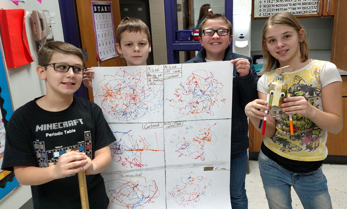 Exploring Circuits with ArtBots: A Classroom Success Story - Students with poster