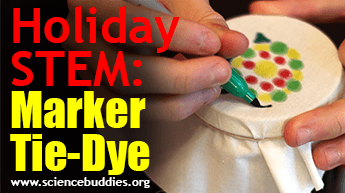 Make and Give STEM: Example of marker tie-dye activity used to make ornaments