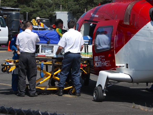 patient after air lift flight