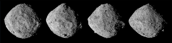 Four images of the asteroid Bennu from NASA