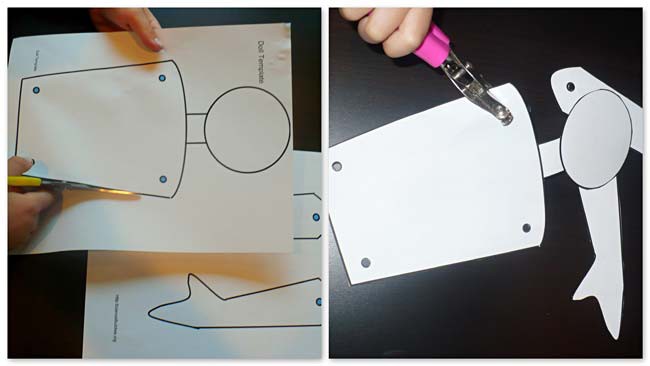 Template on paper to cut out a person shaped character