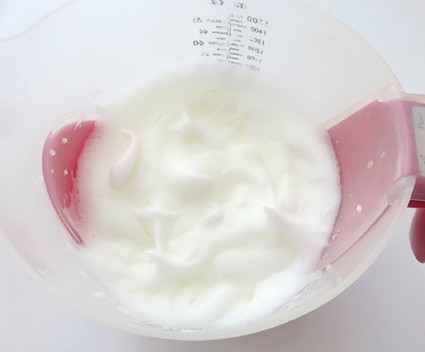Whipped egg whites in measuring cup