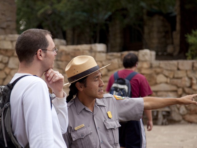 park ranger and tourist