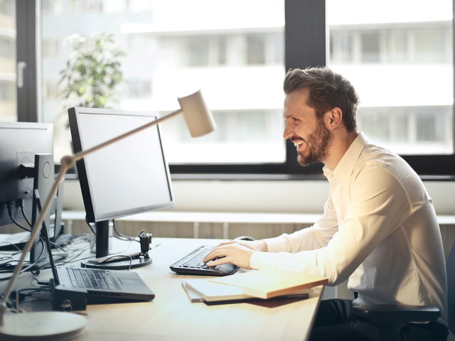 man at computer