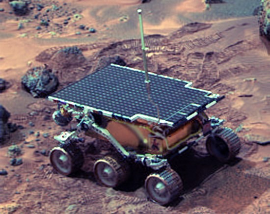 The Mars rover Sojourner.