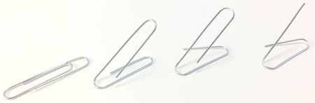  Illustration of the four steps that transform a paperclip into a launcher 