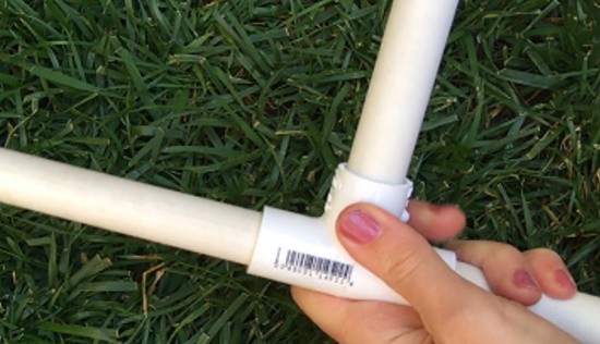 Three pipes pushed into a T 
