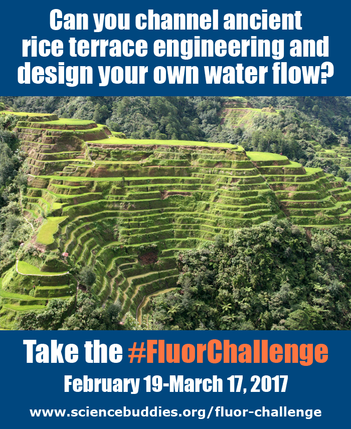 Banner for the 2017 Fluor Engineering Challenge shows a photo of mountain covered in rice terraces