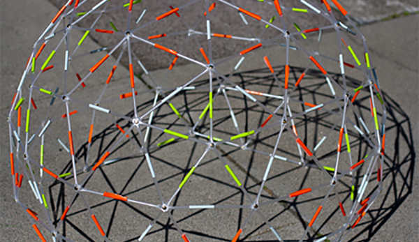 Large geodesic dome from straws