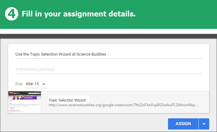 Science Buddies Offers Google Classroom Integration / Step 4