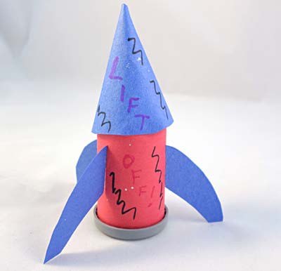 Model rocket made out of colored paper
