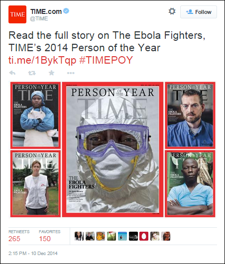 Ebola fighters TIME Person of the year covers from Twitter post
