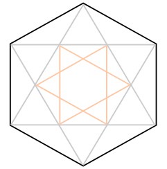 Alternating corners of a hexagon are connected to form two triangles