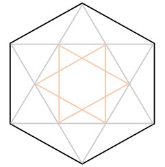 Alternating corners of a hexagon are connected to form two triangles