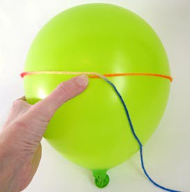 Measuring the circumference of an inflated balloon using string