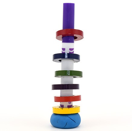 Magnetic rings slide onto an upright marker and do not touch each other