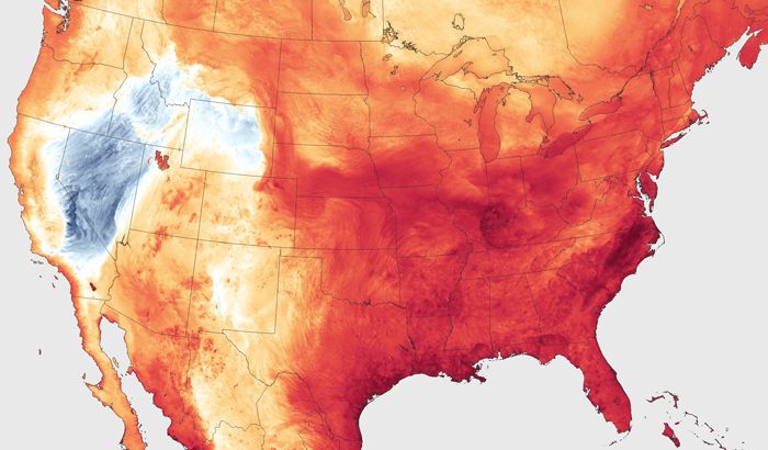 Heat map for the U.S. from NOAA