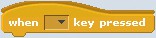 Screenshot of a when key pressed block in the program Scratch