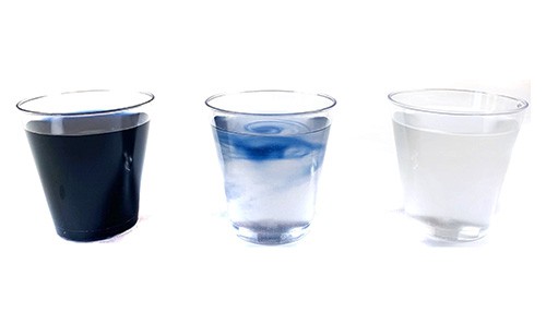 3 cups with blue waters