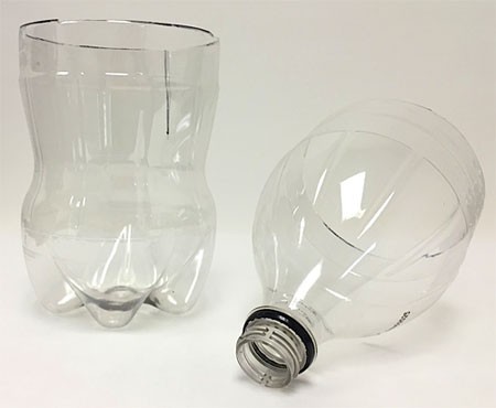 Soda bottle cut in half