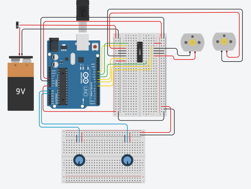 Breadboard diagram for the ROV motor control circuit 