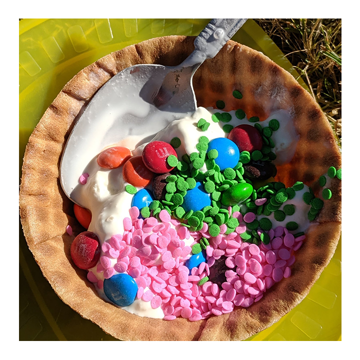 Ice cream that was made in a bag and then topped with colorful sprinkles and candies - Awesome Summer Science Experiments