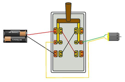 Diagram for a double pole double throw switch