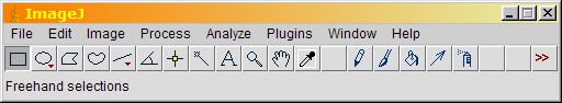 Screenshot of the menu bar in the program ImageJ